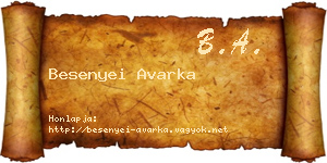 Besenyei Avarka névjegykártya
